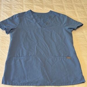 Figs Classic Blue V-Neck Scrub Top